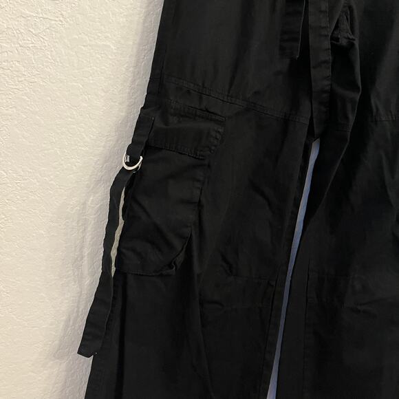 Angel Kiss Womens Y2K Wide Leg Cargo Pants S Goth Punk Grunge Black Pockets - Picture 2 of 14
